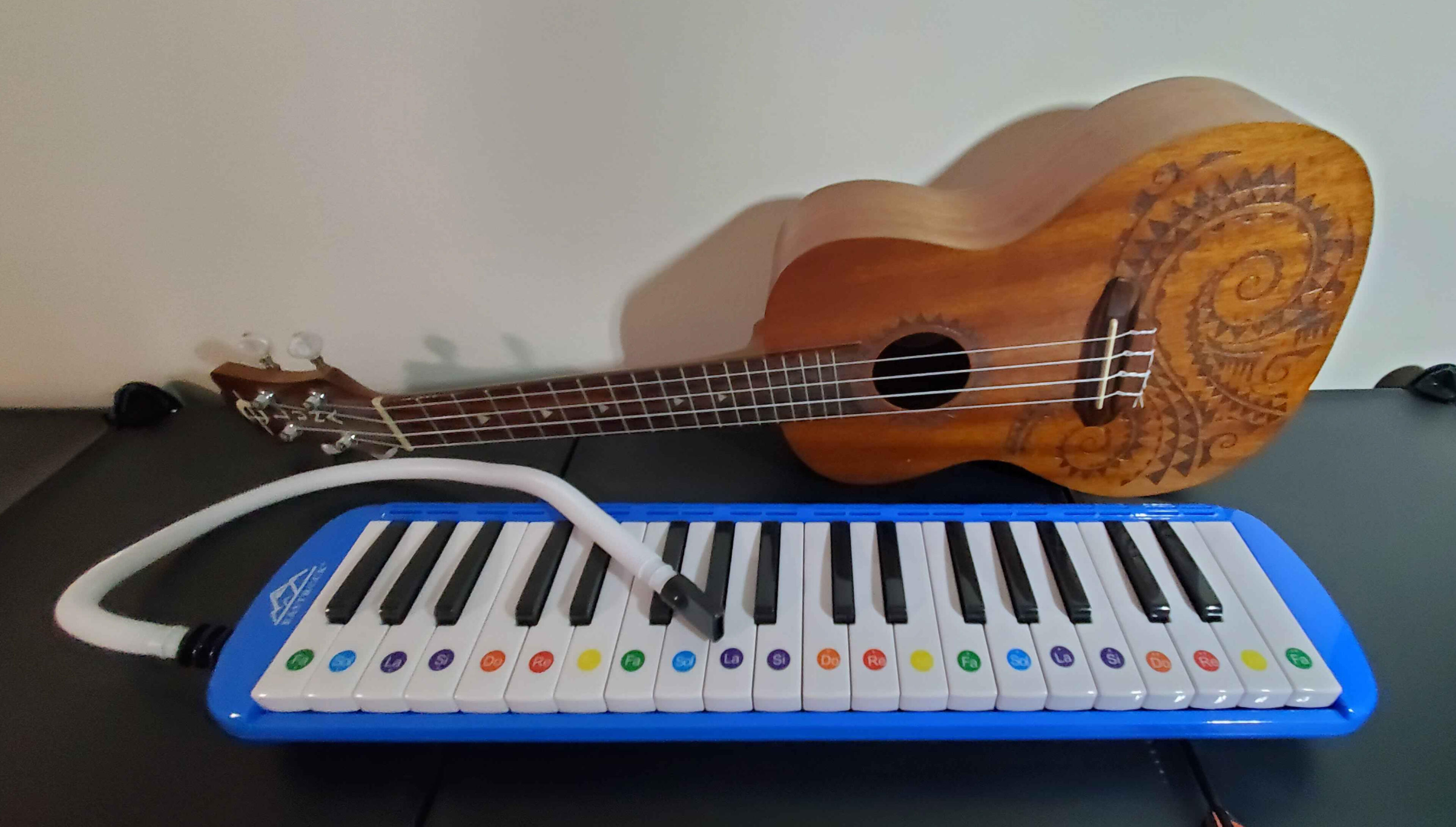 The ukulele and melodica I use for some of the music in this project. The ukulele and melodica I use for some of the music in this project. The instruments aren't super high-quality, but they get the job done lol.